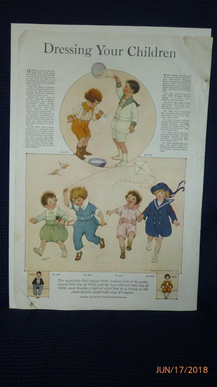 Children's Pattern and Woman's Clothing Magazine Advertisement 1920 Replica