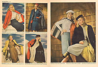1943 WW2 era Fashion print Photos FUR LINED Women's coats  6 in color  021217