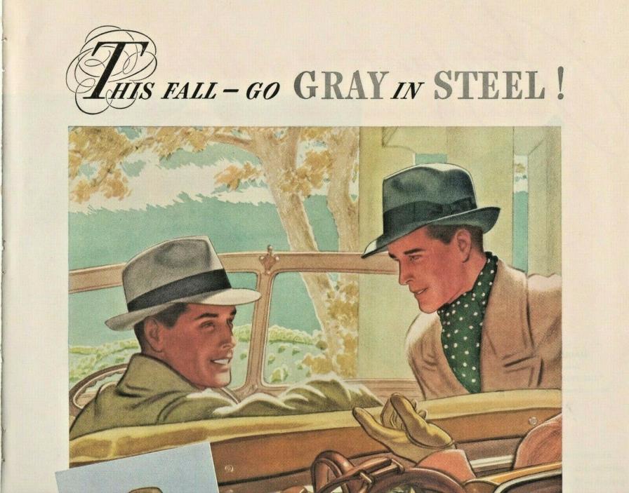 1937 Stetson Mens Hats Vintage Print Ad This Fall Go Gray In Steel