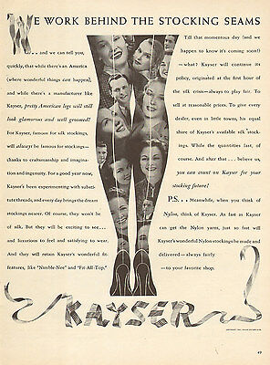 1941 vintage Hosiery AD KAYSER Stocklings Nice Ad Nice Legs 011516