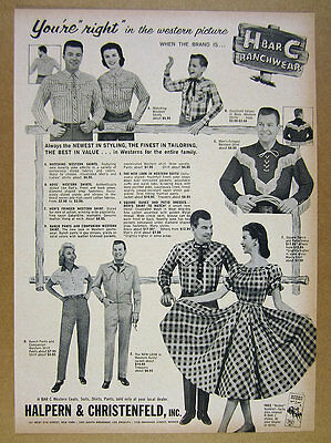 1958 H Bar C Ranchwear Western Shirts Pants Suits Dresses vintage print Ad