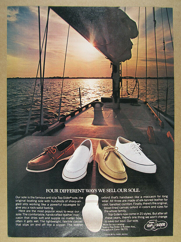 1974 Sperry Top-Sider Moccasin Oxford & Canvas Boat Shoes vintage print Ad