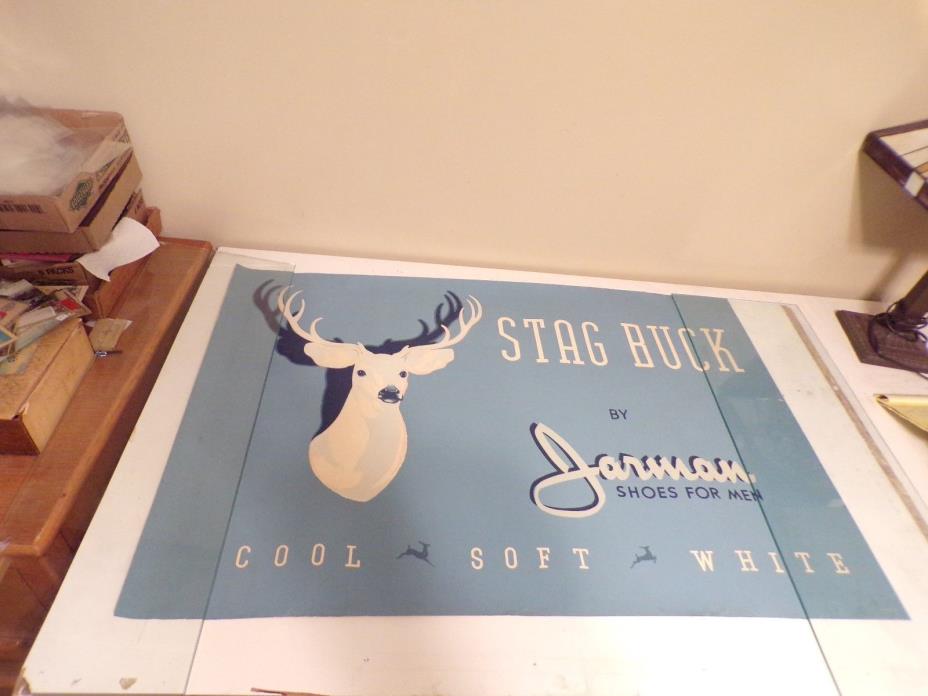 1950's Era Big Jarmen Men's Stag White Buck  Shoes Colored Poster