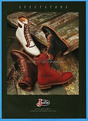1993 Justin Boot Company Fort Worth Texas Ladies Spectators Vintage Print Ad