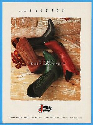1993 Justin Boot Company Fort Worth Texas Ladies Exotics Vintage Photo Print Ad