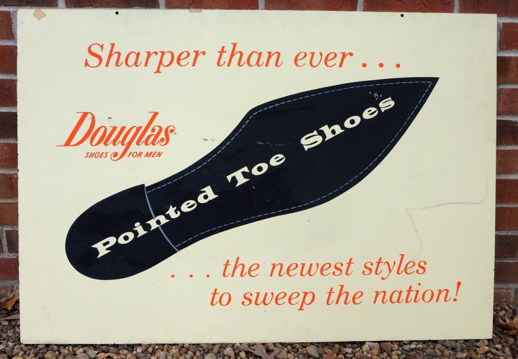 2 Sided Douglas Pointed Shoes/Sundae for Men Advertising Sign 50's Look!