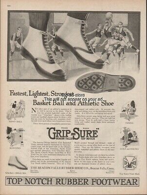 1918 Tennis Shoes Basketball Top Notch Beacon Falls Rubber Shoe Co CT print Ad