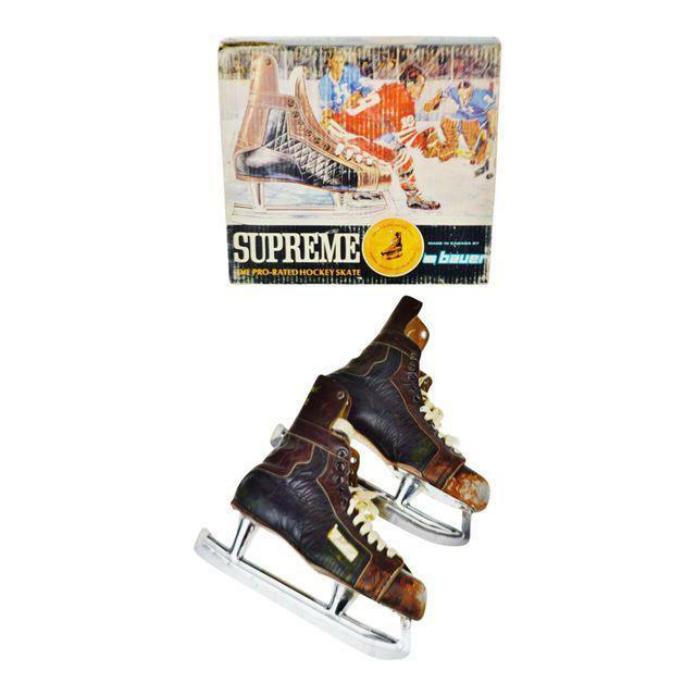 Vintage 1960's Bauer Hockey Skates with Original Box - Great Graphics