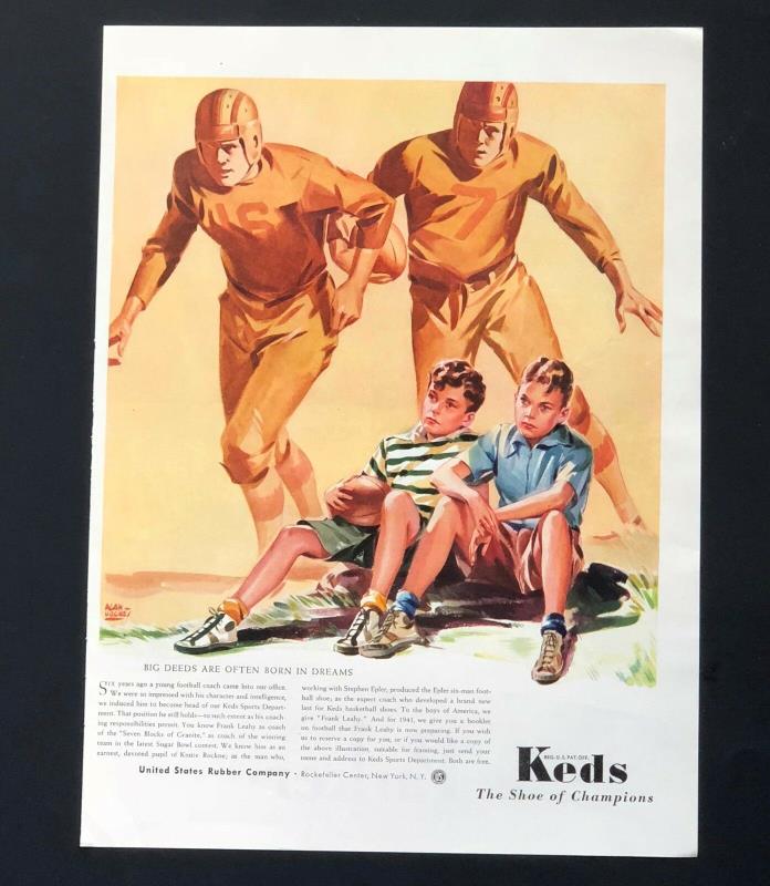 1941 Keds Advertisement Football Players Shoe of Champions Vtg Sneakers Print AD