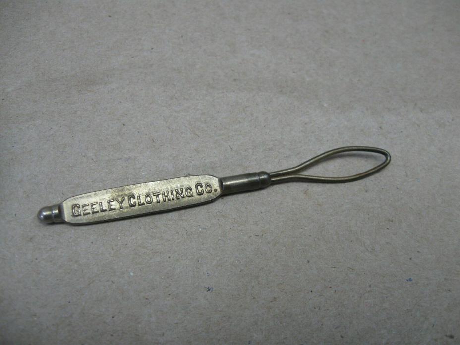 Antique Vtg Advertising Button Shoe Hook Loop BEELEY CLOTHING Co. Hartford Conn