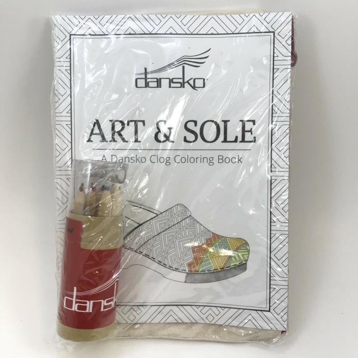 DANSKO CLOG Coloring Book Colored Pencils & Bag Promotional New Art & Sole