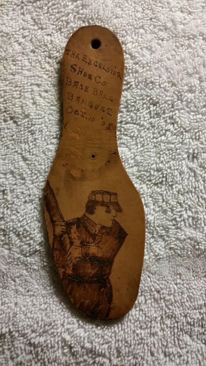 The Excelsior Shoe Co Baseball Banquet Oct. 10, 1905 Leather Sole -Handcrafted