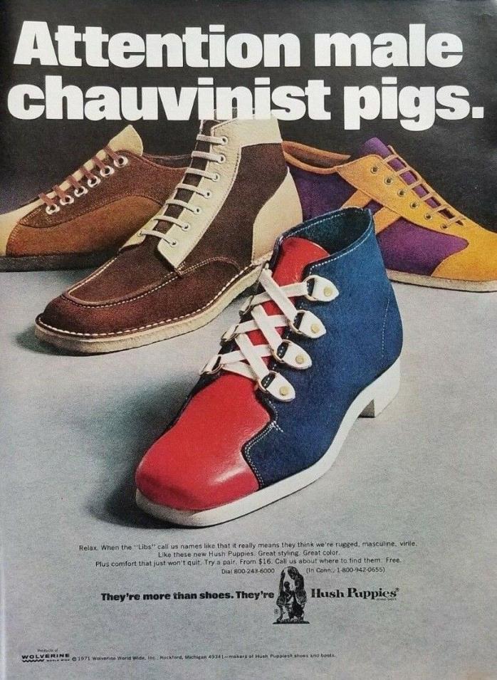 1970s Male Chauvinist Pig Masculine Colorful Footware Shoe Fashion Vtg Print Ad
