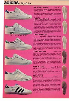 1972 Adidas Tennis Shoe Collection Vintage Print Advertisement