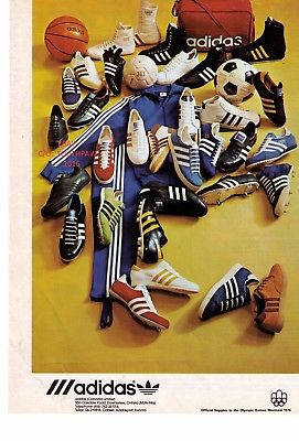 1975 Adidas Shoe & Equipment Collection Vintage Print Advertisement