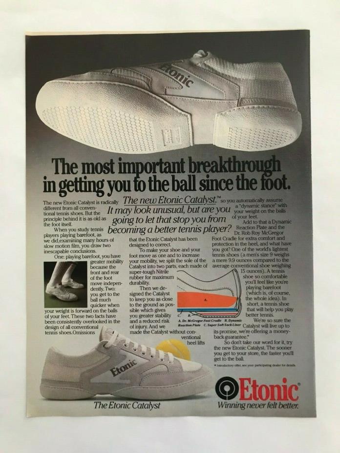 Etonic Tennis Shoes Vintage 1983 Print Ad
