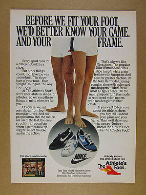 1980 Nike Turf Star Wimbledon & Bermuda shoe photo Athlete's Foot vintage Ad