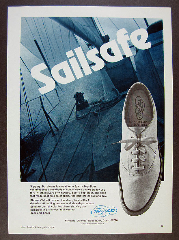 1973 Sperry Top-Sider Salt Canvas Sailing Boat Shoes vintage print Ad