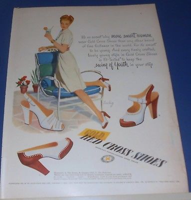 1947 RED CROSS SHOES Swing of Youth Ad ~ 3 styles