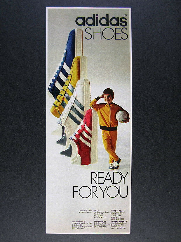 1972 Adidas Shoes boy tracksuit photo vintage print Ad