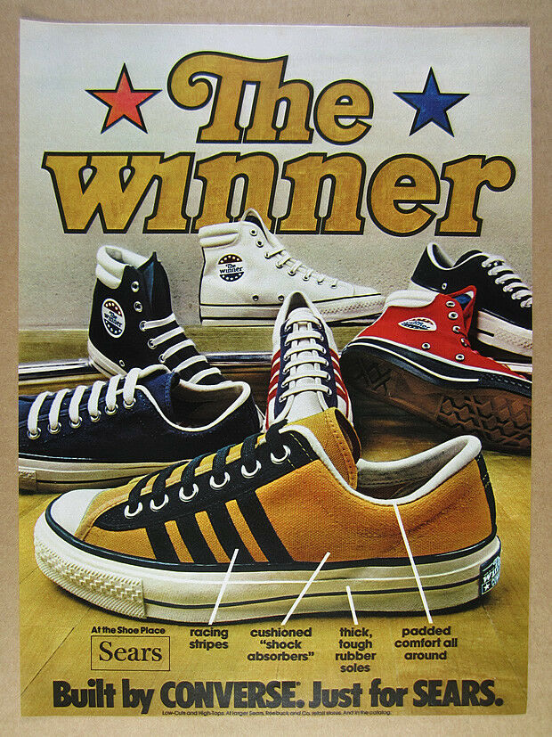 1974 Sears The Winner by Converse Shoes hi low tops vintage print Ad