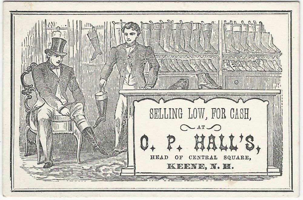 1870s Keene New Hampshire Men’s Boots & Shoes G.P. Hall’s Business Card