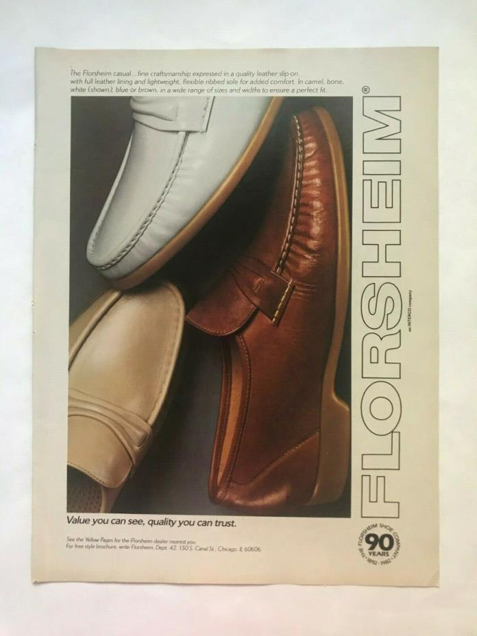 Florsheim Shoe Company Vintage 1982 Print Ad