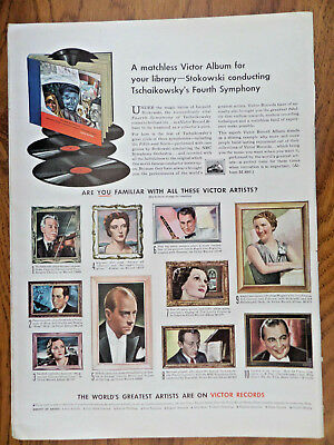 1942 RCA Victrola Radio Phonographs Ad World's Greatest Artists