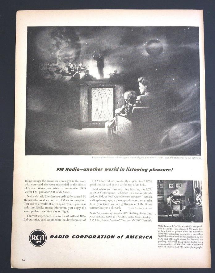Life Magazine Radio Corporation of America FM Radio1947 Ad