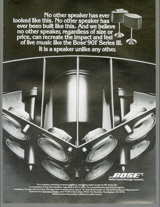 1977 Bose 901 Series III Speakers Cutaway Home Audio HiFi Vintage Print Ad 70s