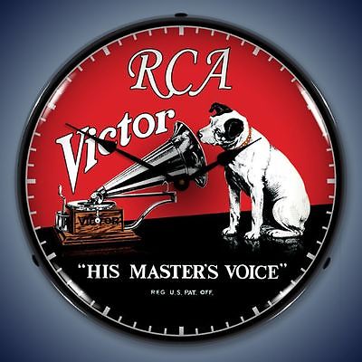 Vintage style RCA Victor His Masters Voice dog LIGHT UP advertising clock ??????