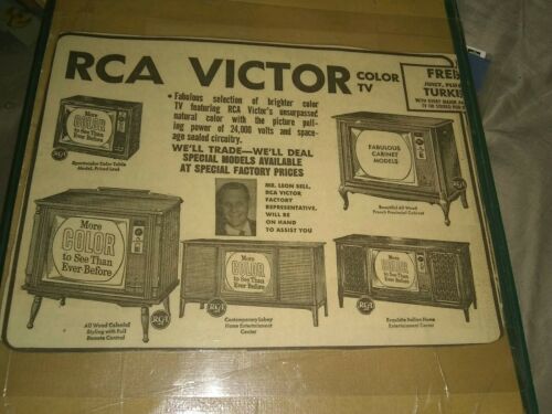 Vintage RCA VICTOR Color Television Advertisement Blk&Wht - Laminated - Original
