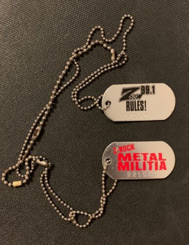 Z-Rock 99.1 Metal Militia Dog Tags Dallas Texas Rock Metal from Early 1990's