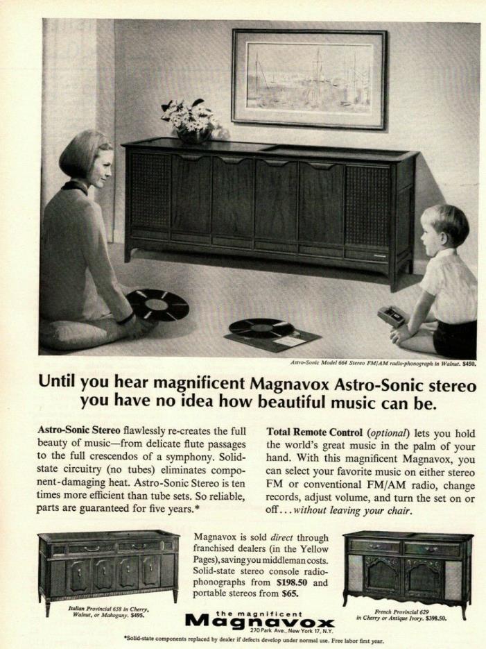 1965 Magnavox Astro-Sonic Stereo Provincial MCM Mid-Century Cabinet Print Ad