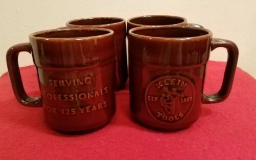 Lot of 4 Klein Tools Lineman Coffee Cup Mug 125th Anniversary Vintage 1982 Rare-