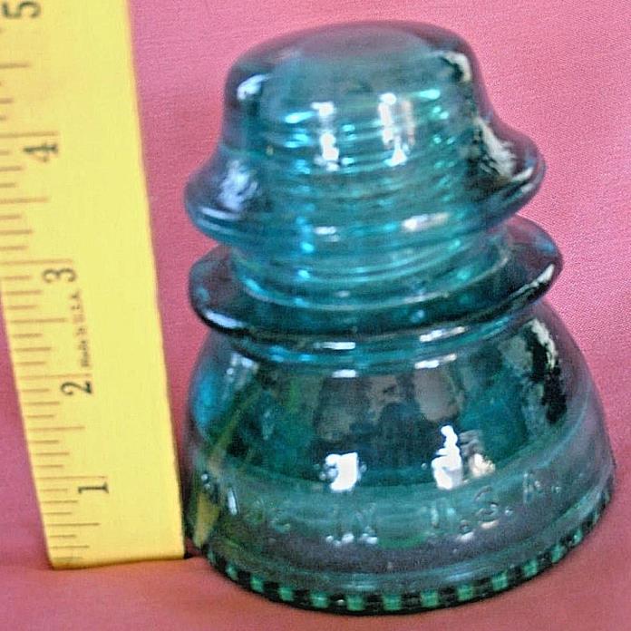 MADE IN USA Hemingray Blue-Green No. 42 Glass Telephone Pole Electric Insulator!