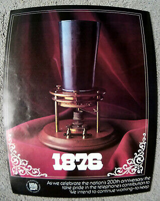 1976 Bell Telephone 1876 1st Phone Pictured -Original 2 Page 13 * 10 Magazine Ad