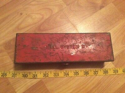 Small Vintage red Bell System  metal tool/pArt box