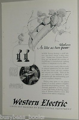 1925 Western Electric advertisement, candlestick telephone making