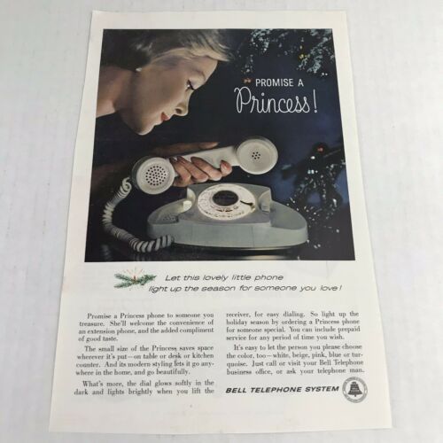 1960 Vintage Print Ad Promise A Princess Phone Advertising Art