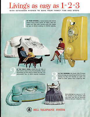 1964 Bell Rotary Phones-Wall + Princess Desk Models Original 13.5*10.5MagazineAd