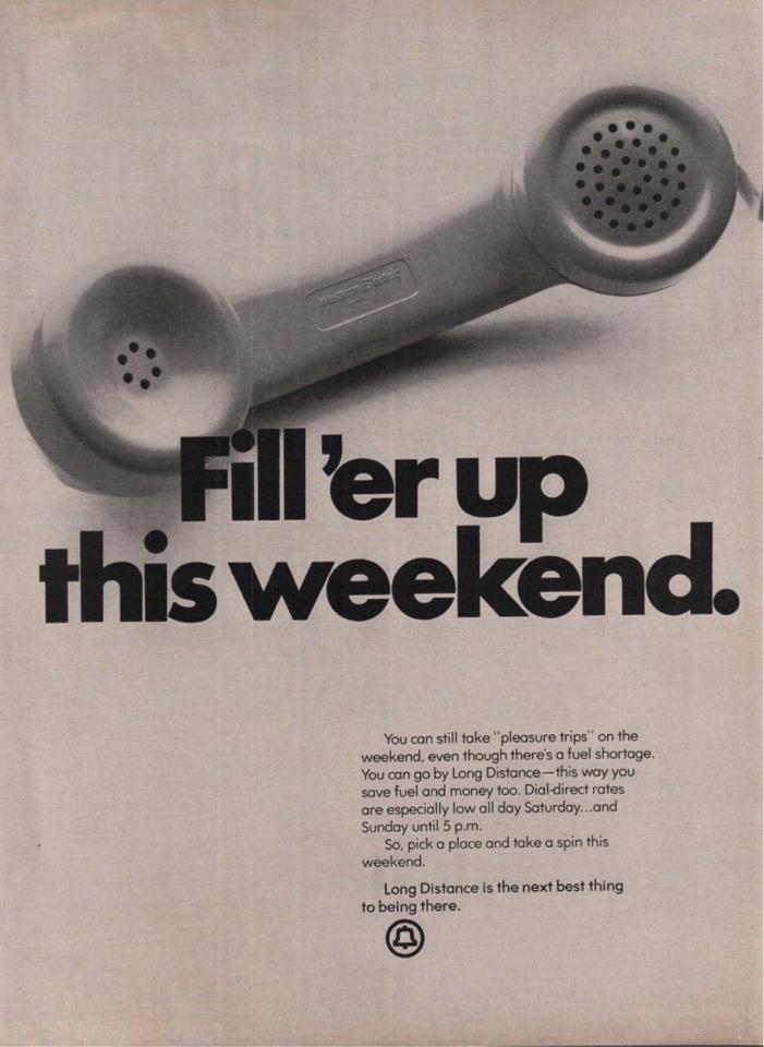 1974 Fill’er Up This Weekend Telephone Receiver Long Distance Photo Print Ad