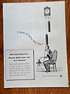 1944 Bell Telephone Ad  When LD Says Please Limit Your Call to 5 Minutes