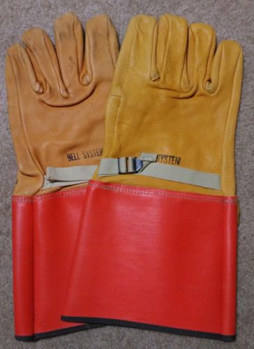 Vintage Scarce BELL SYSTEM LEATHER WORK GLOVES ... PAT APPLIED FOR!!!