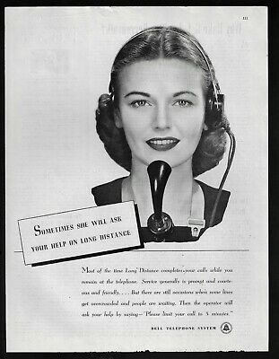 BELL TELEPHONE SYSTEM operator long distance phone 531 1945 Vintage Print Ad