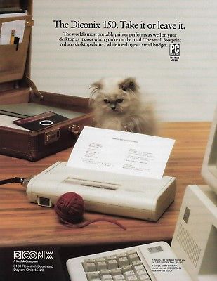 Vintage Diconix (Kodak) 150 Mini printer Color Brochure & Flyer