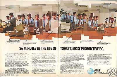 1986 2 Page Print Ad of AT&T PC 6300 Plus 80286 PC Computer