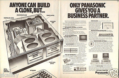 1986 2 Page Print Ad of Panasonic Business Partner 286 80286 PC Computer clone