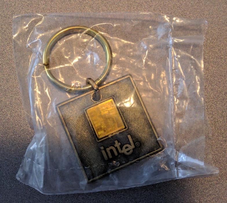 Intel Brass Computer Chip Key Fob Smithsonian 150th Anniversary 1996 NEW