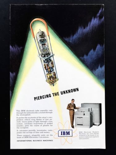 1951 Vintage Print Ad IBM International Business Machines Electronic Tube 50's